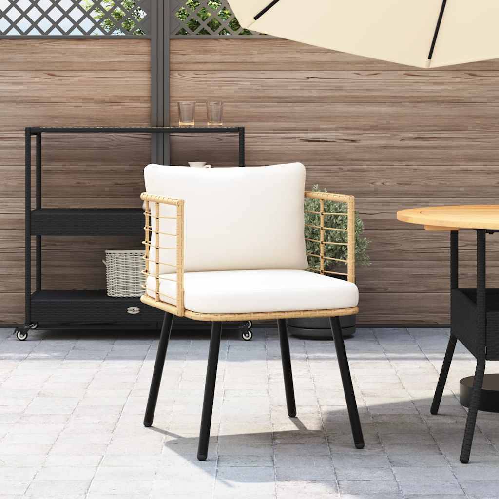 vidaXL Gartenstuhl mit Kissen Natur Poly Rattan