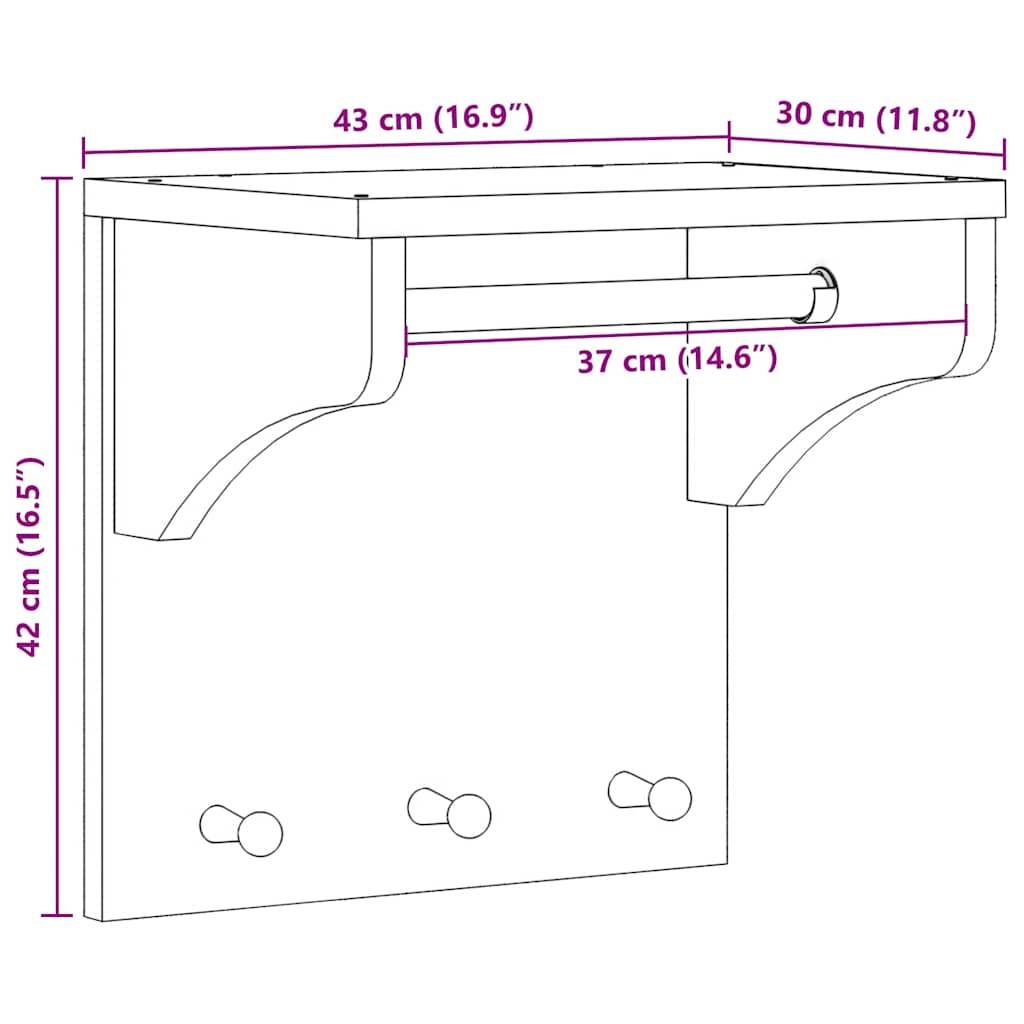 vidaXL Wandgarderobe SANDNES 43x30x42 cm Massivholz Kiefer