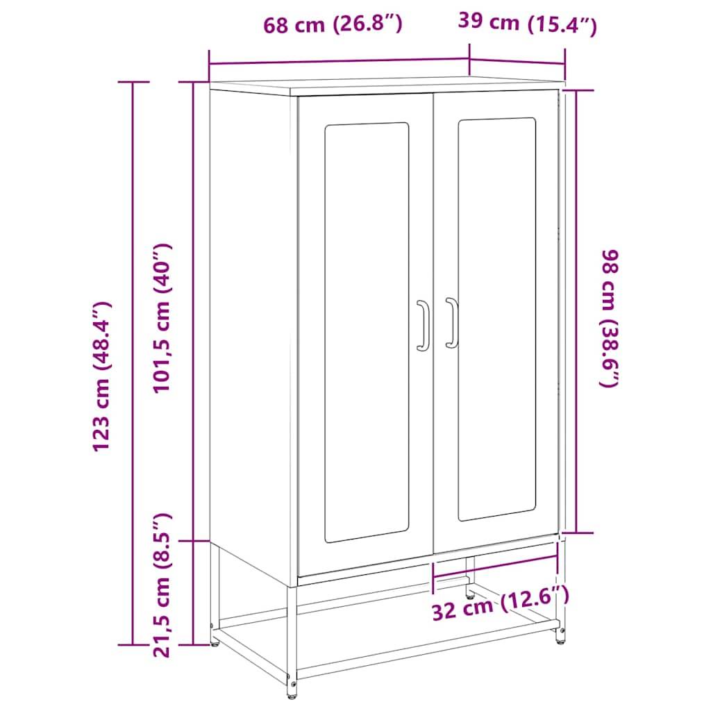 vidaXL Highboard Weiß 68x39x123 cm Stahl