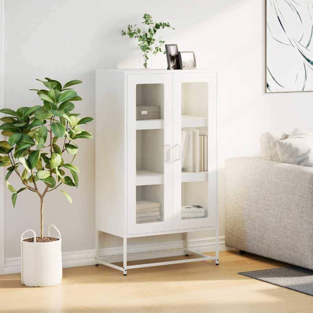 vidaXL Highboard Weiß 68x39x123 cm Stahl