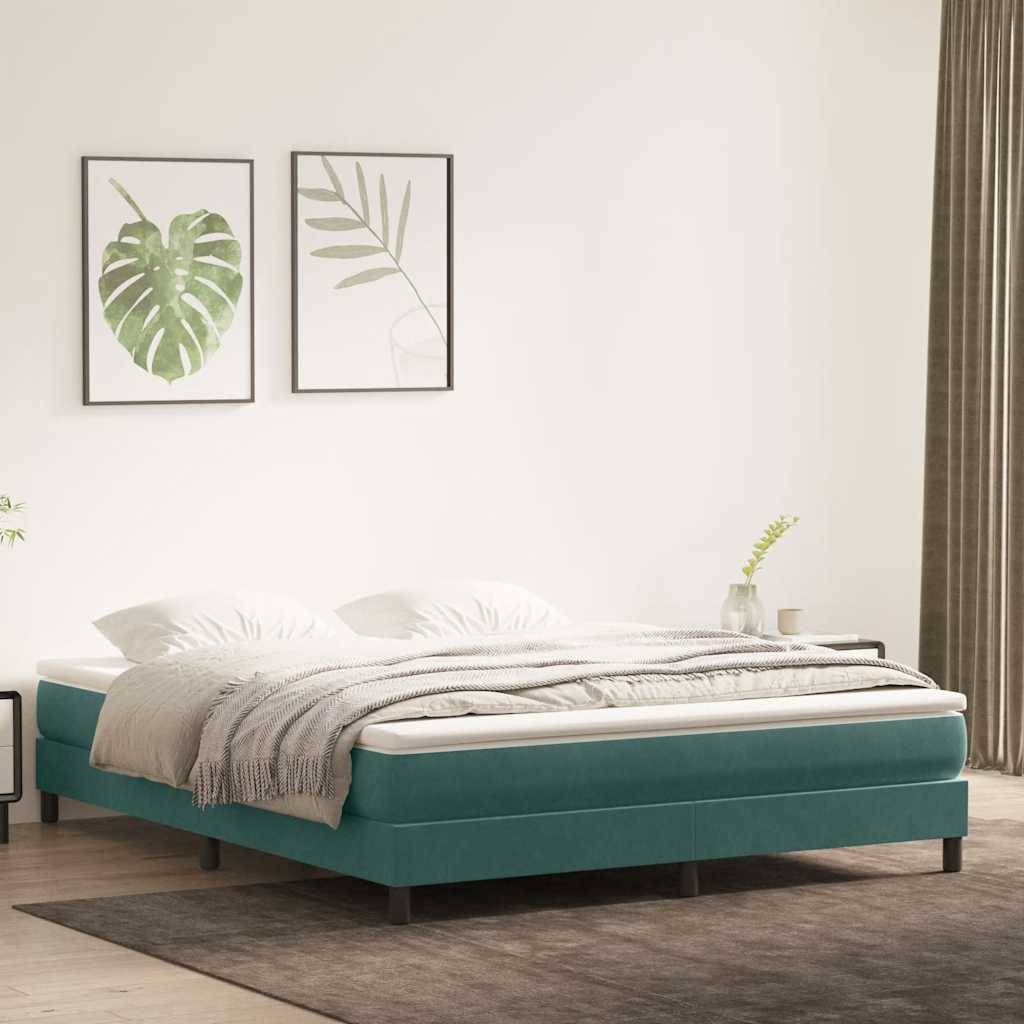 vidaXL Boxspringbett ohne Matratze Dunkelgrün 180x210 cm Samt
