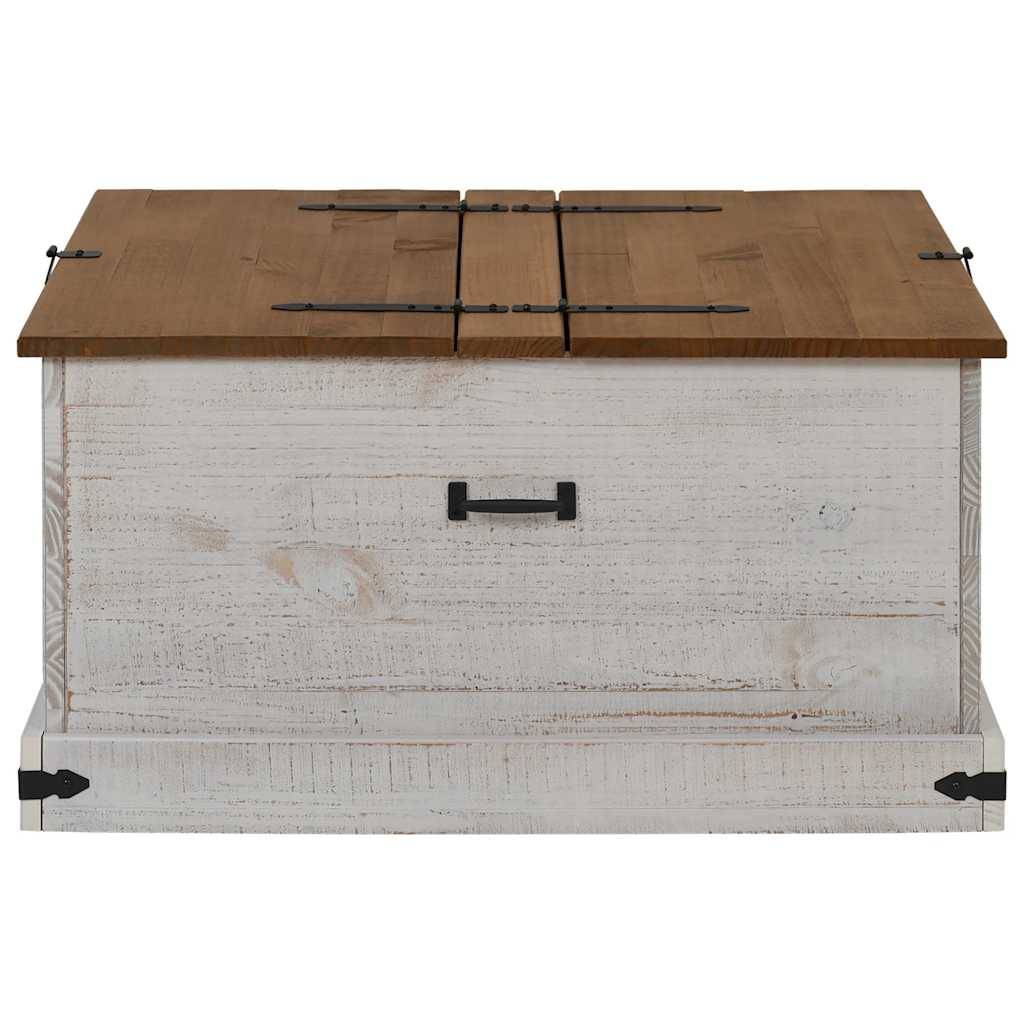 vidaXL Truhe HALDEN Weiß 91x91x47 cm Massivholz Kiefer