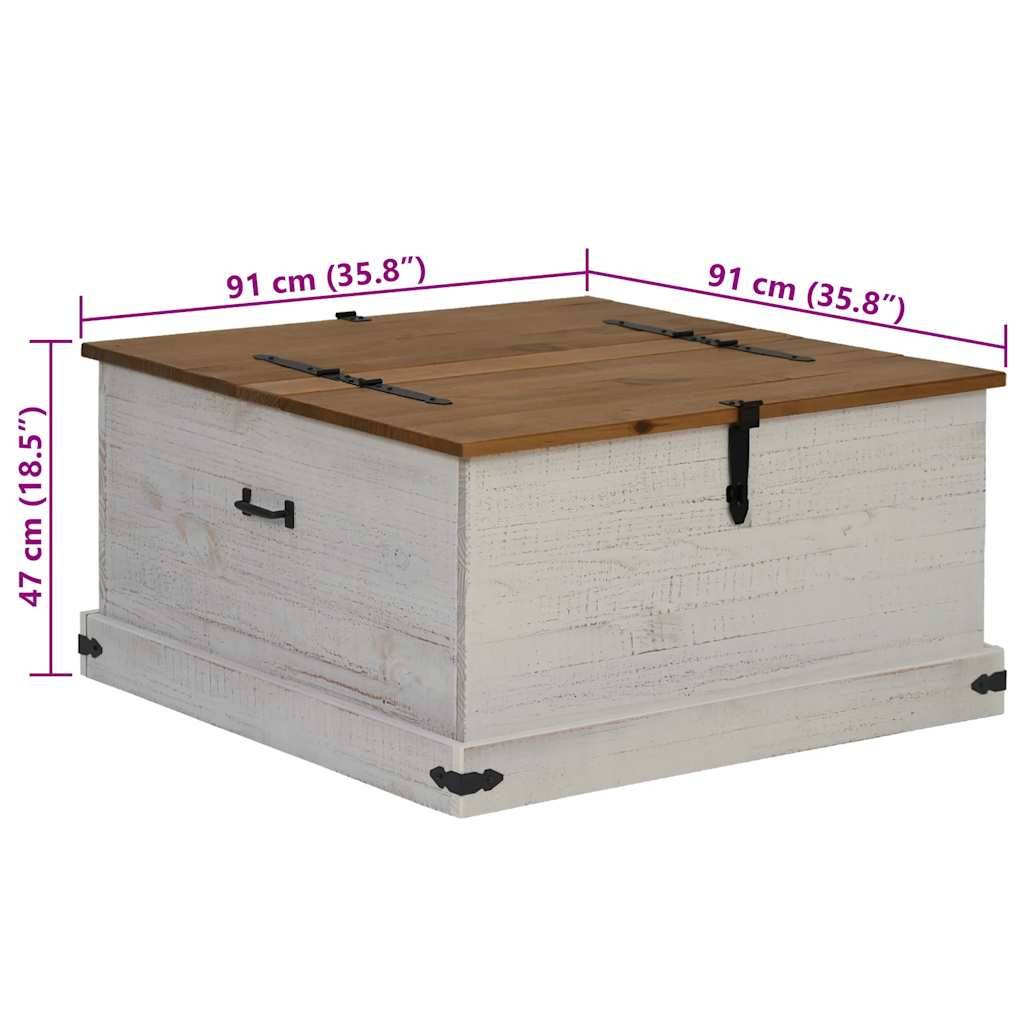 vidaXL Truhe HALDEN Weiß 91x91x47 cm Massivholz Kiefer