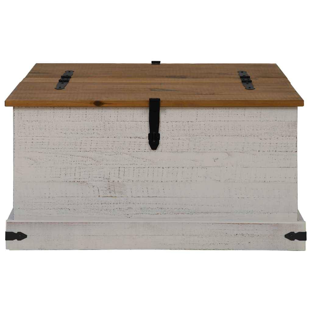 vidaXL Truhe HALDEN Weiß 91x91x47 cm Massivholz Kiefer