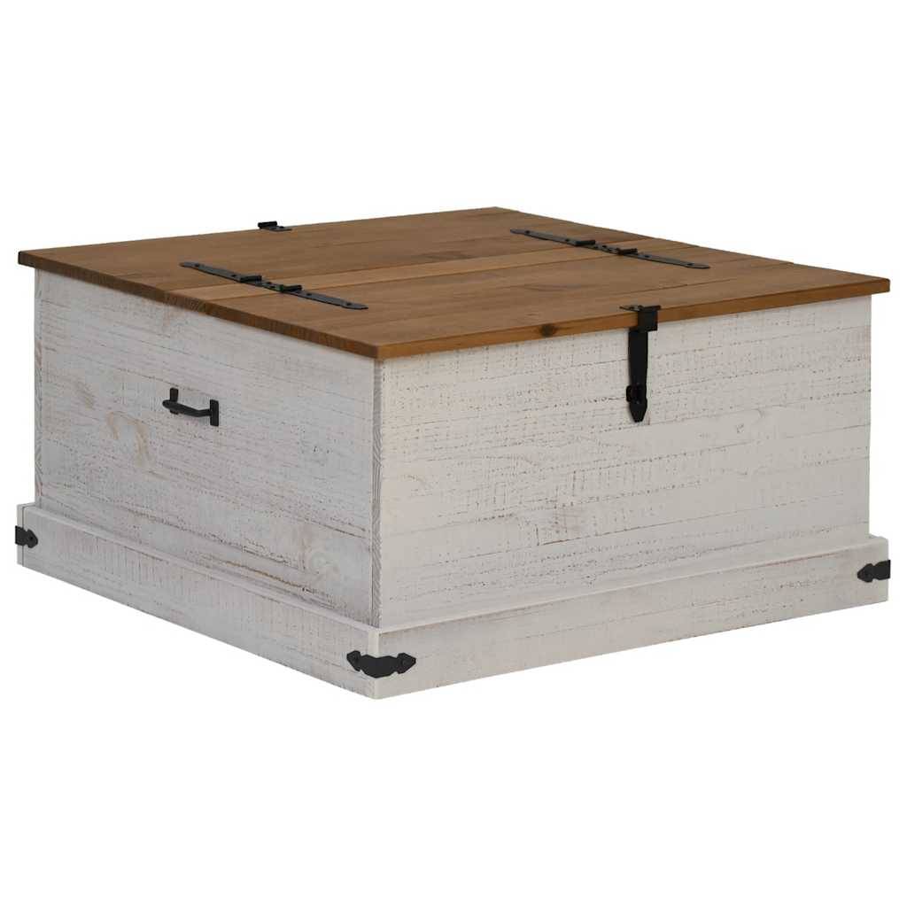 vidaXL Truhe HALDEN Weiß 91x91x47 cm Massivholz Kiefer