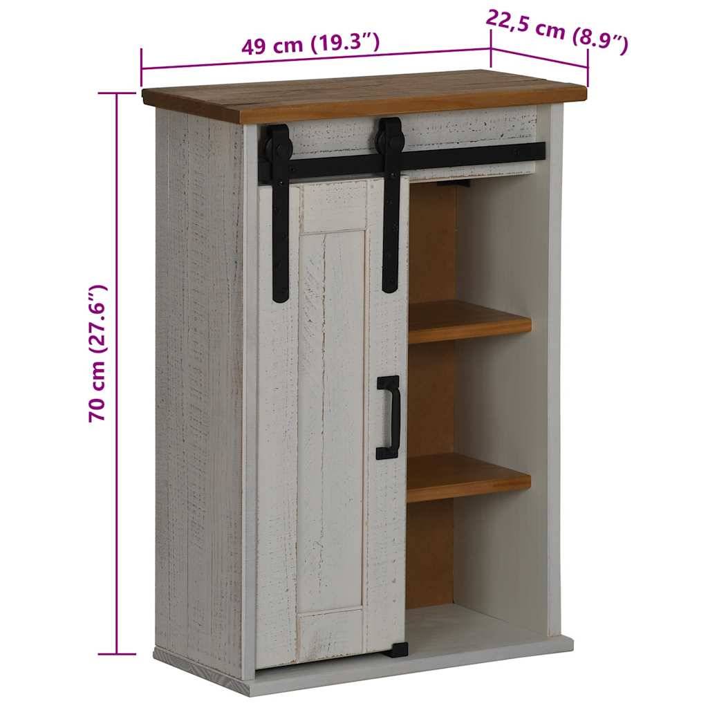 vidaXL Hängeschrank HALDEN mit Schiebetür Weiß 49x22,5x70 cm Kiefer