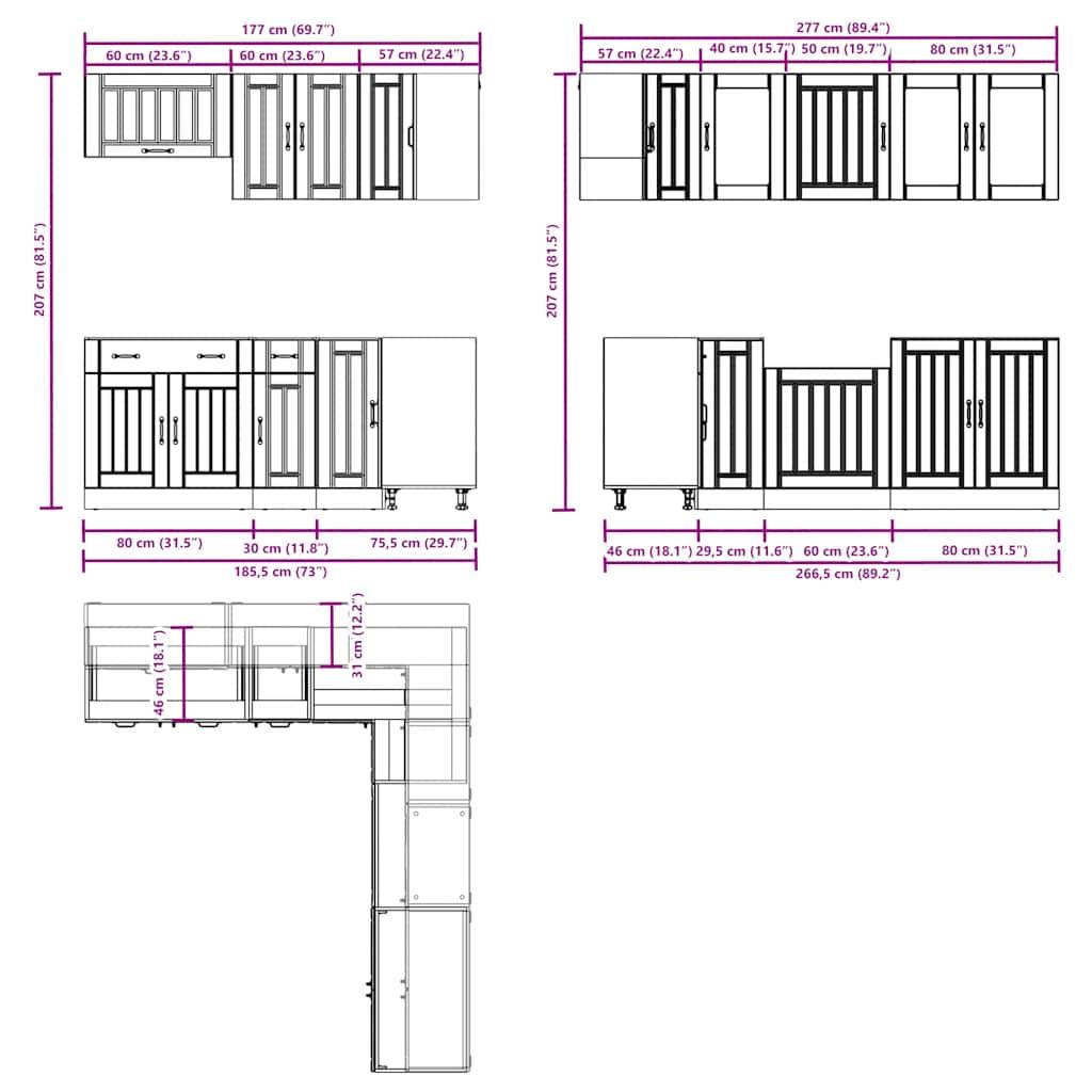 vidaXL 11-tlg. Küchenschrank-Set Lucca Weiß Holzwerkstoff