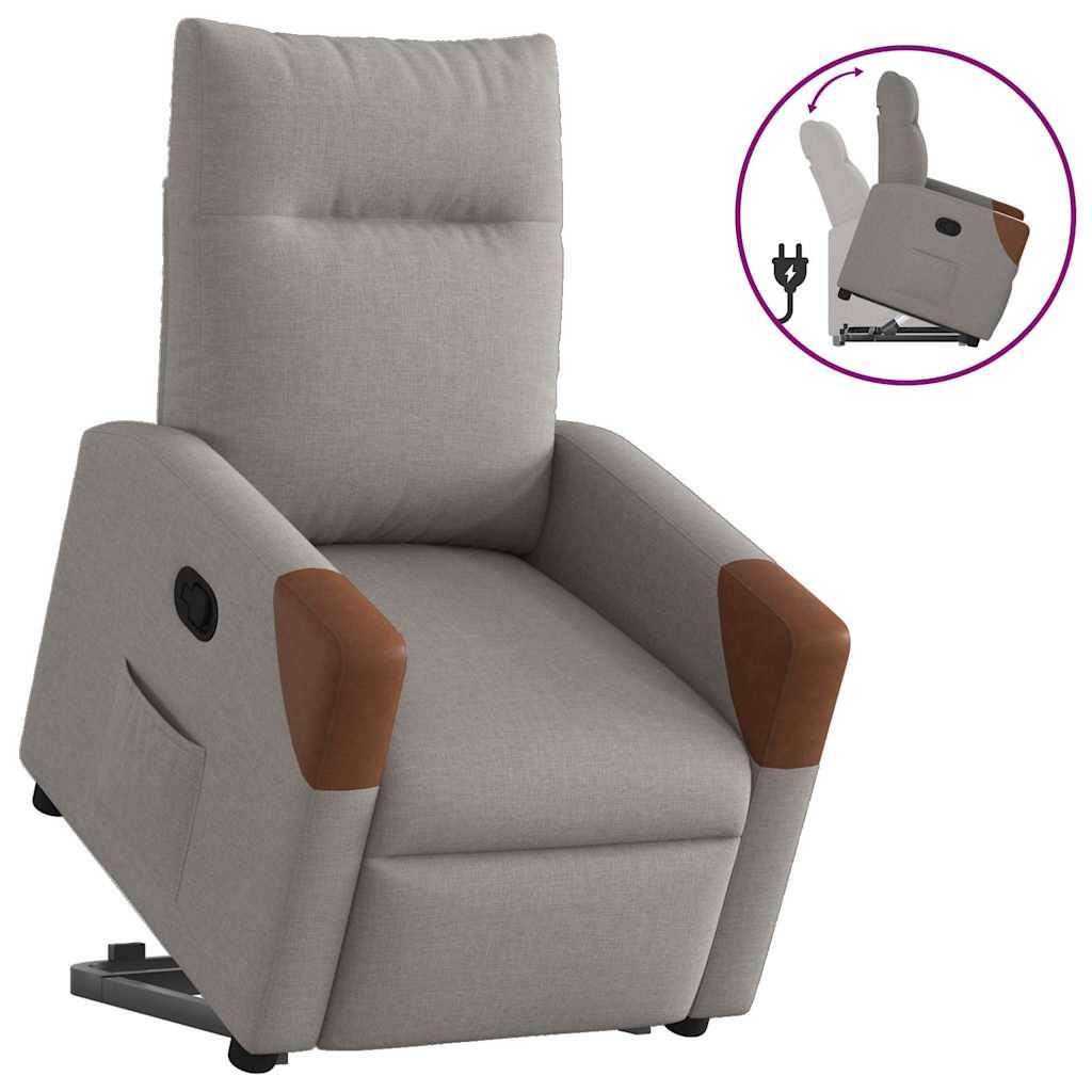 vidaXL Relaxsessel mit Aufstehhilfe Taupe Stoff