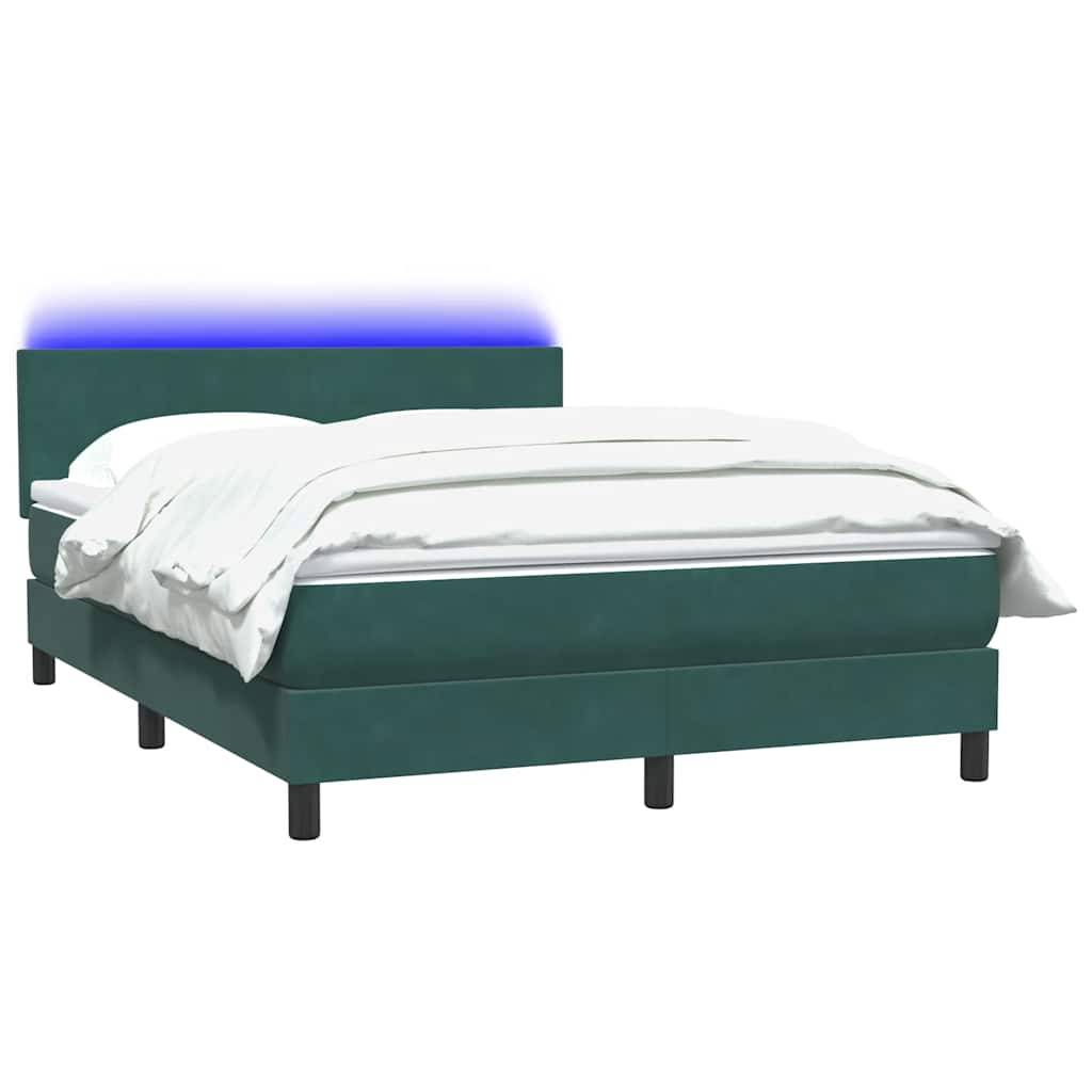 vidaXL Boxspringbett mit Matratze Dunkelgrün 160x220 cm Samt