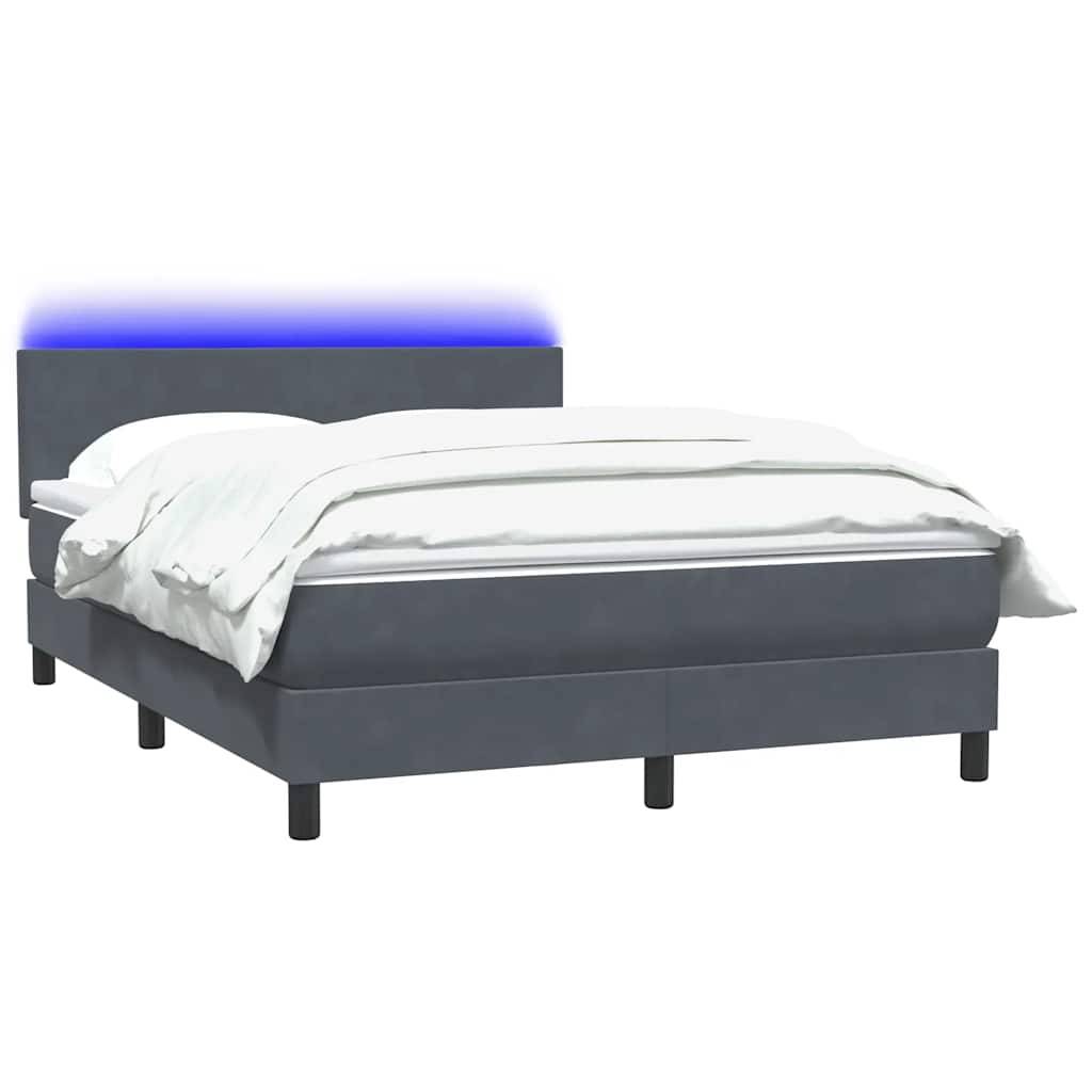 vidaXL Boxspringbett mit Matratze Dunkelgrau 140x220 cm Samt