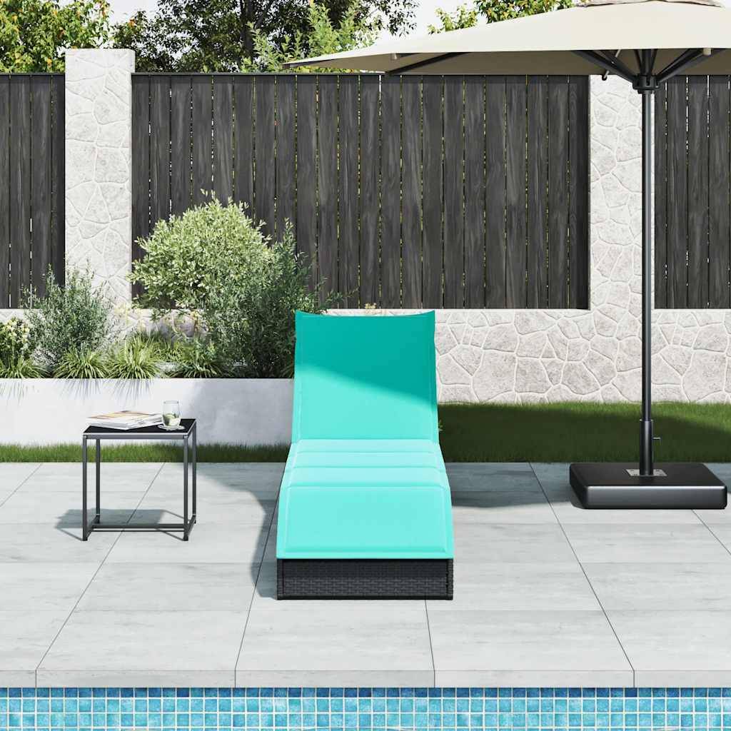 vidaXL Klappliege mit Auflage und Stauraum Schwarz Poly-Rattan
