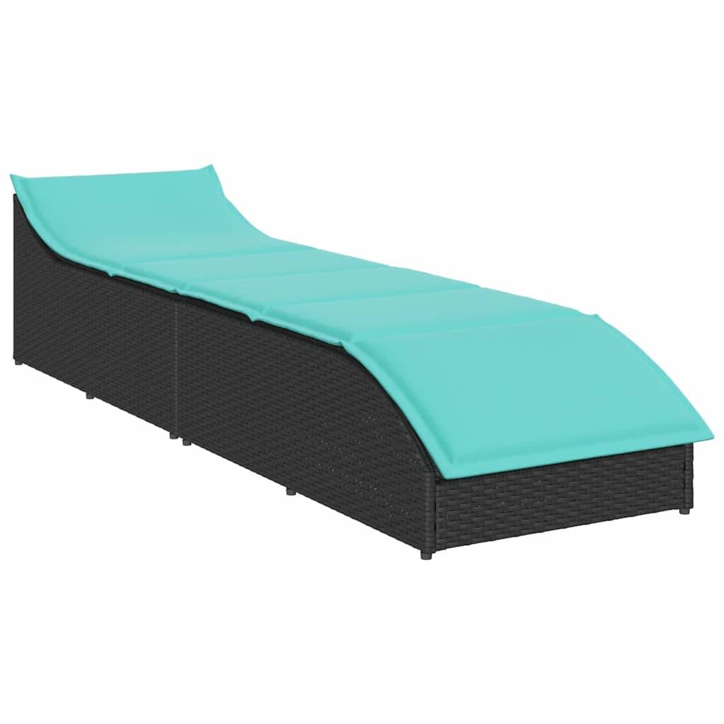 vidaXL Klappliege mit Auflage und Stauraum Schwarz Poly-Rattan