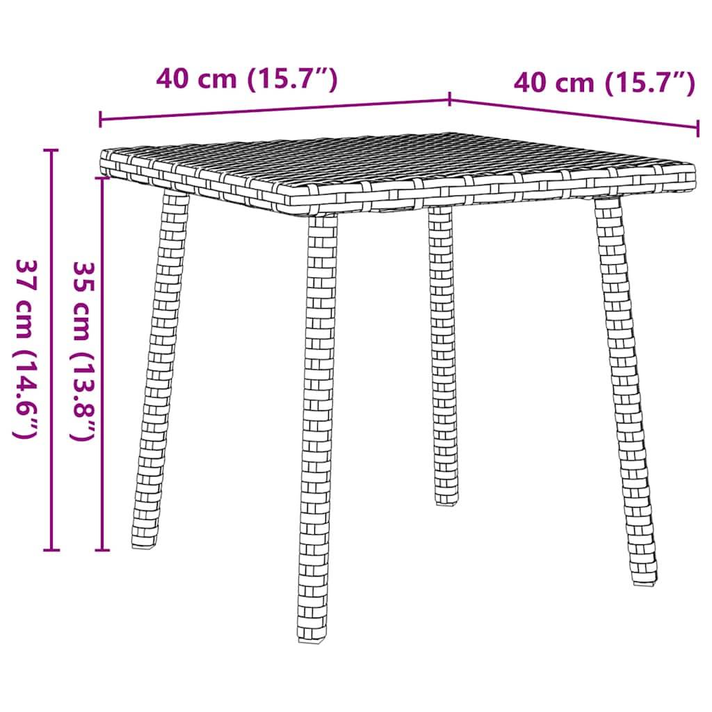 vidaXL Garten-Couchtisch Rechteckig Beige 40x40x37 cm Poly Rattan