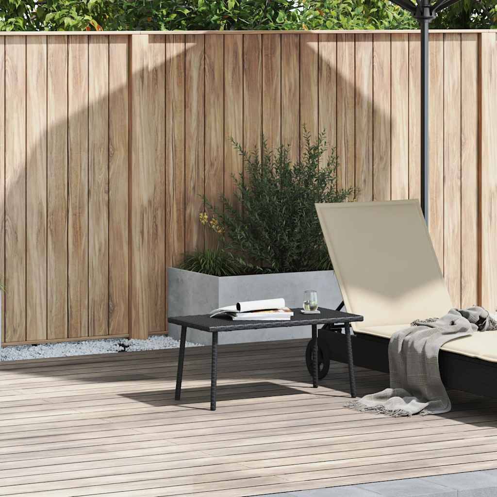 vidaXL Garten-Couchtisch Rechteckig Schwarz 80x40x37 cm Poly Rattan