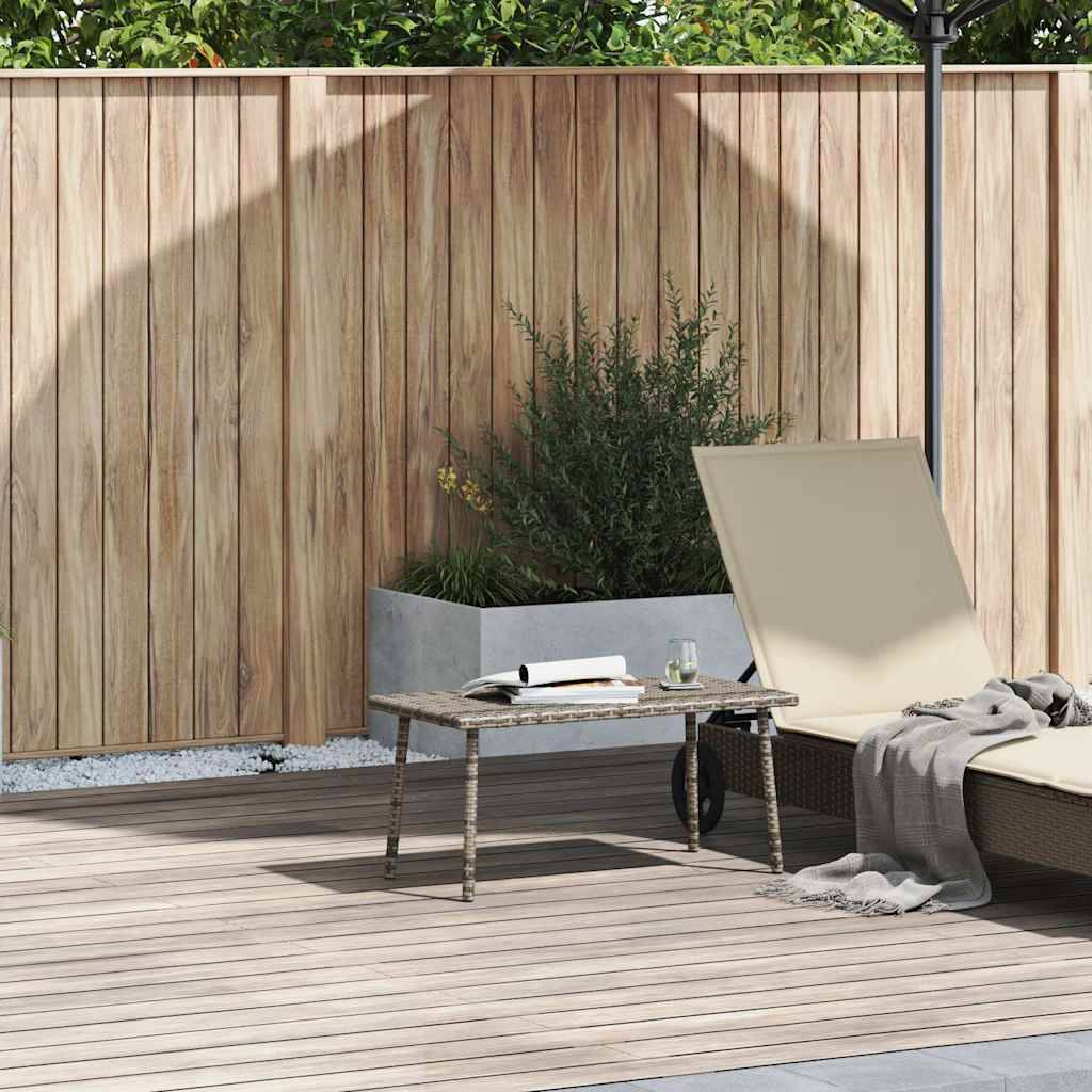 vidaXL Garten-Couchtisch Rechteckig Grau 80x40x37 cm Poly Rattan