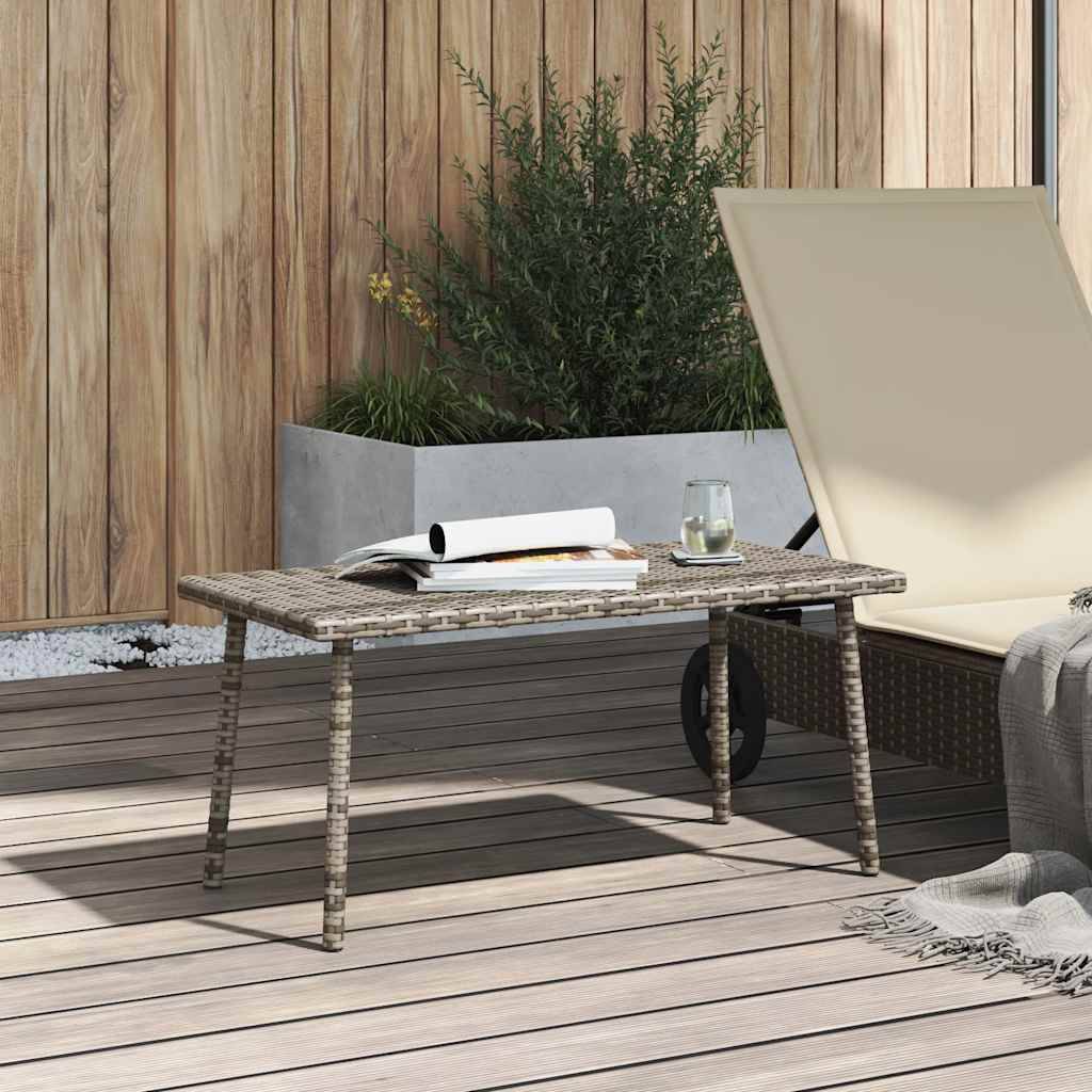 vidaXL Garten-Couchtisch Rechteckig Grau 80x40x37 cm Poly Rattan