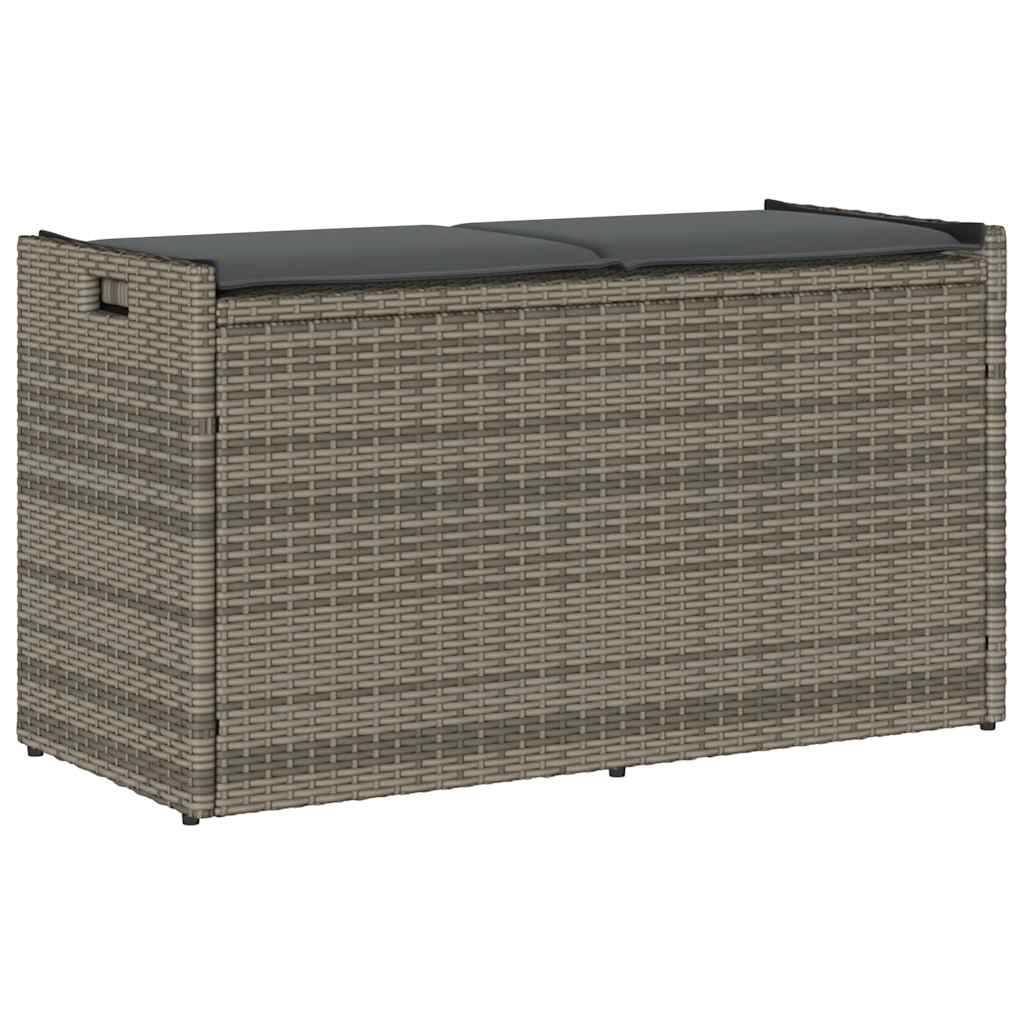 vidaXL Outdoor-Sitzbank mit Stauraum und Kissen Grau 100 cm