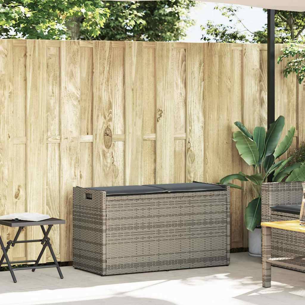 vidaXL Outdoor-Sitzbank mit Stauraum und Kissen Grau 100 cm