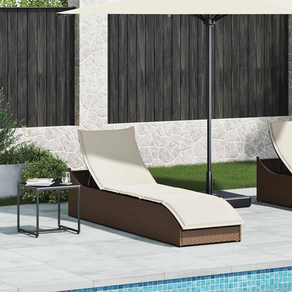 vidaXL Klappliege mit Auflage und Stauraum Braun Poly-Rattan