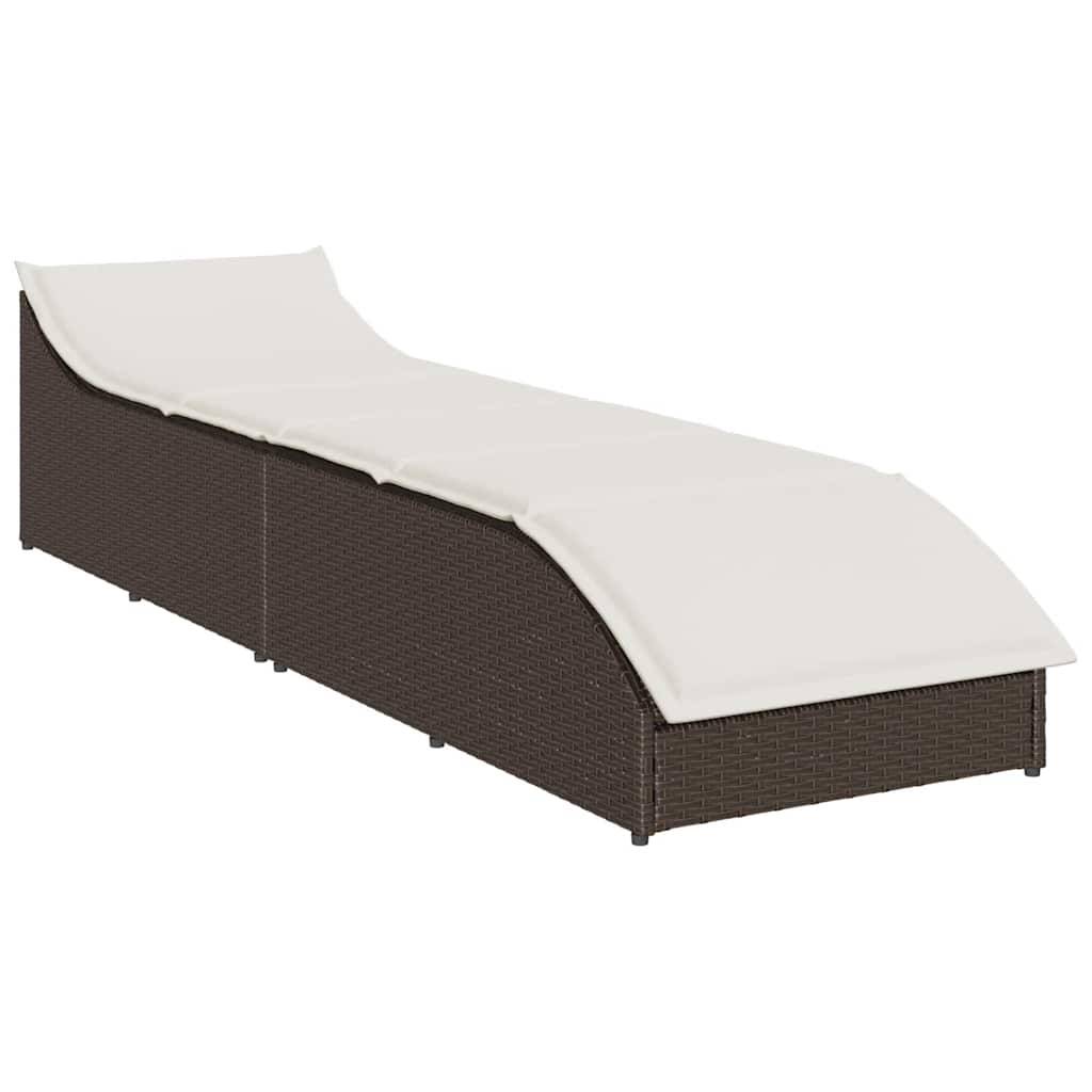 vidaXL Klappliege mit Auflage und Stauraum Braun Poly-Rattan