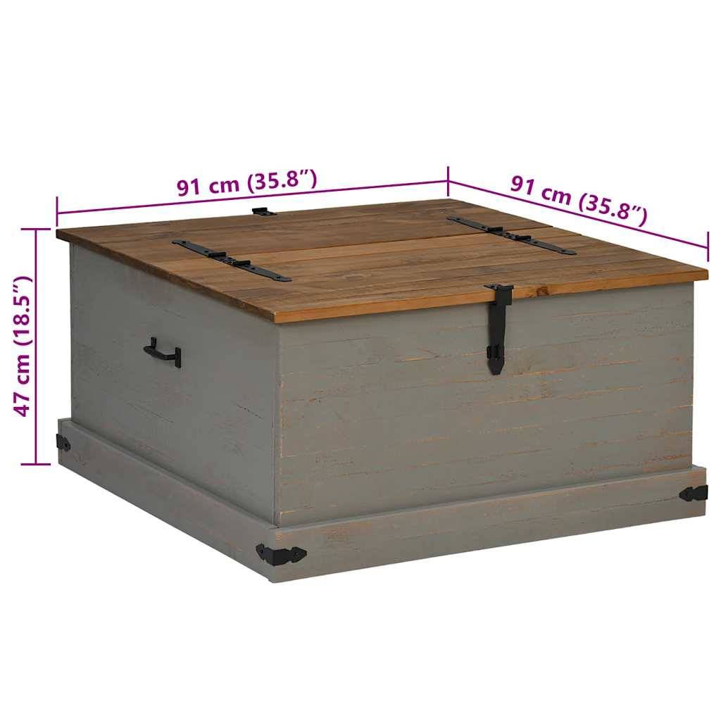 vidaXL Truhe HALDEN Grau 91x91x47 cm Massivholz Kiefer