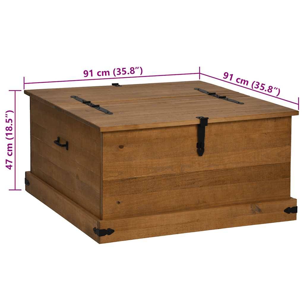 vidaXL Truhe HALDEN 91x91x47 cm Massivholz Kiefer