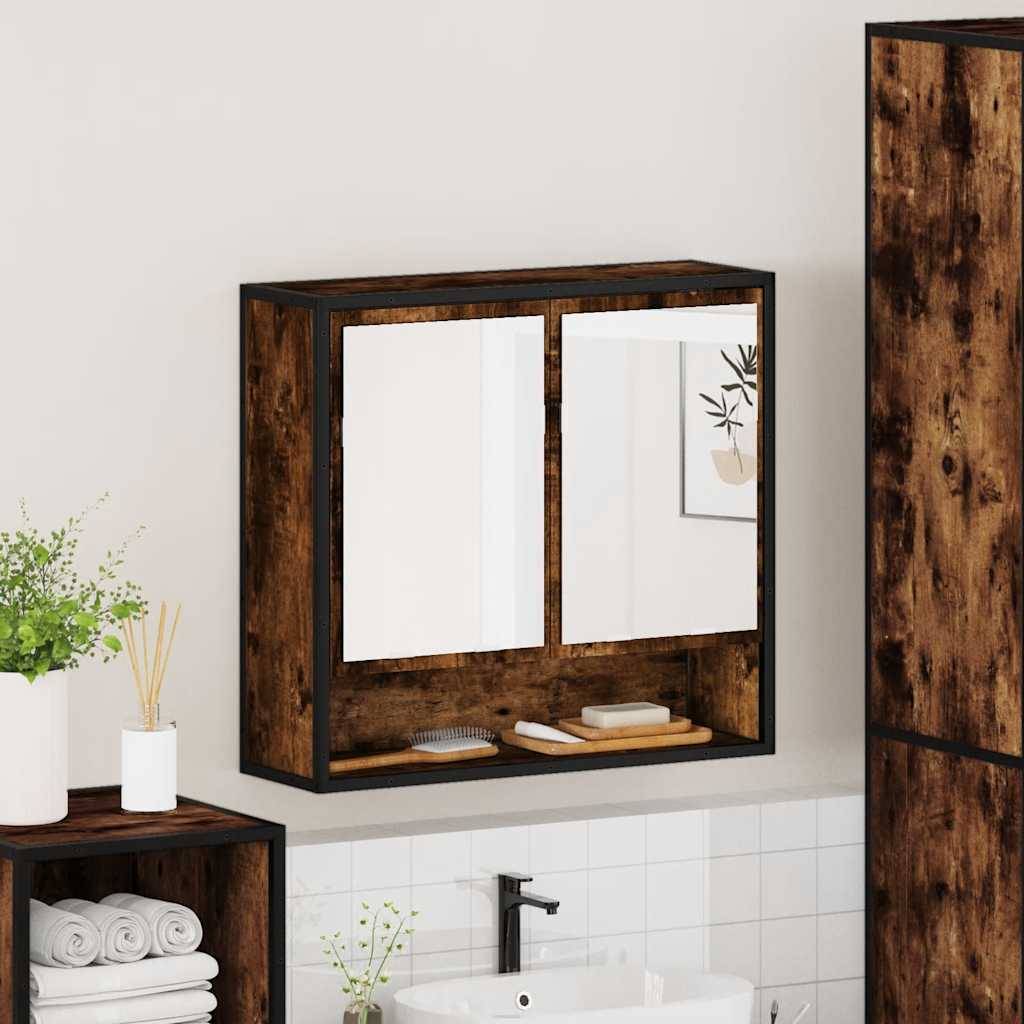 vidaXL Bad-Spiegelschrank Räuchereiche 65x20x60 cm Holzwerkstoff
