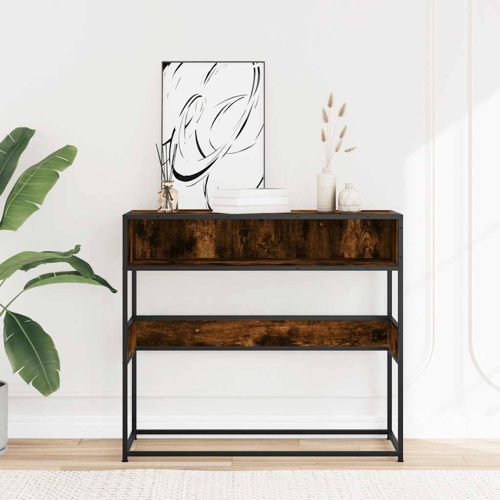 vidaXL Konsolentisch Räuchereiche 90x35x80 cm Holzwerkstoff