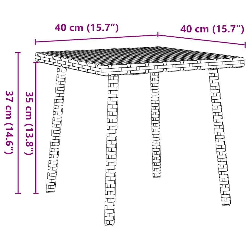vidaXL Garten-Couchtisch Rechteckig Grau 40x40x37 cm Poly Rattan