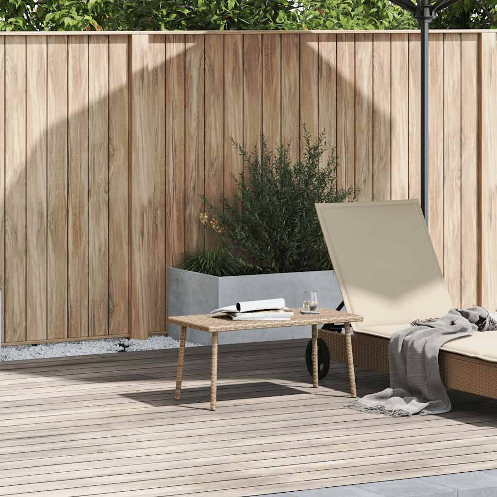 vidaXL Garten-Couchtisch Rechteckig Beige 80x40x37 cm Poly Rattan