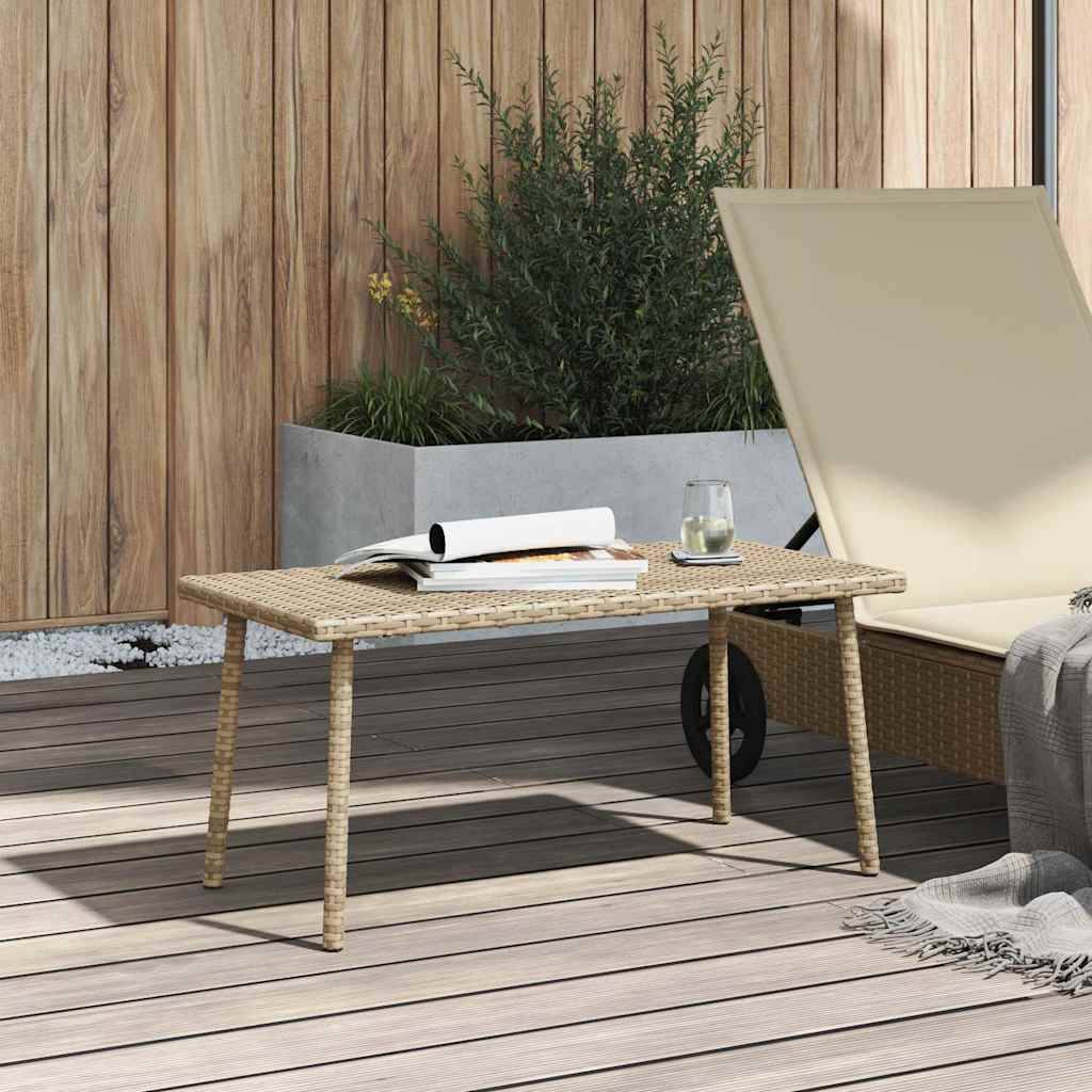 vidaXL Garten-Couchtisch Rechteckig Beige 80x40x37 cm Poly Rattan