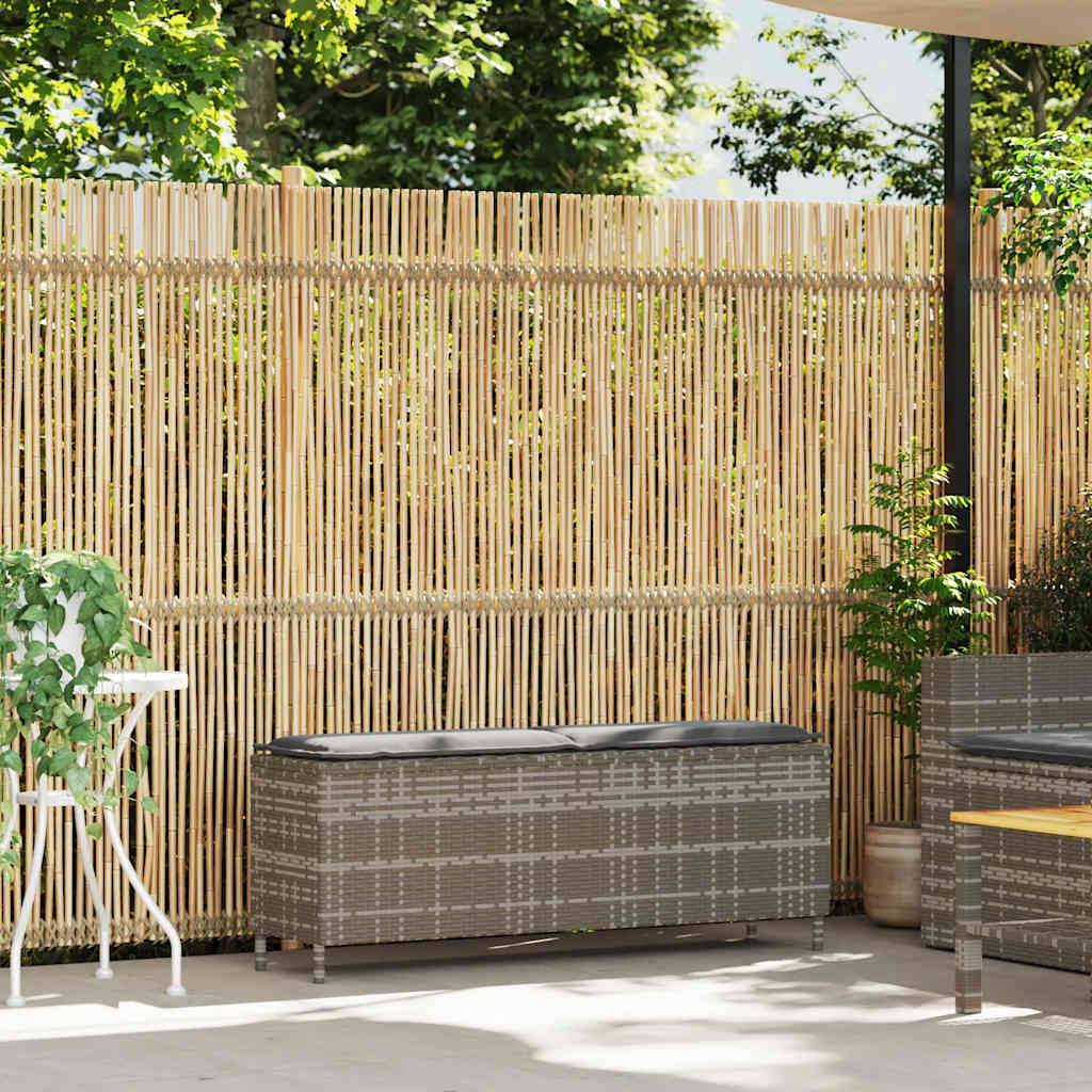 vidaXL Gartenbank mit Kissen Grau 110x30x40,5 cm Poly Rattan