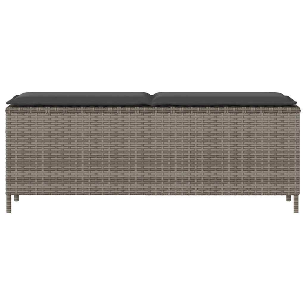 vidaXL Gartenbank mit Kissen Grau 110x30x40,5 cm Poly Rattan