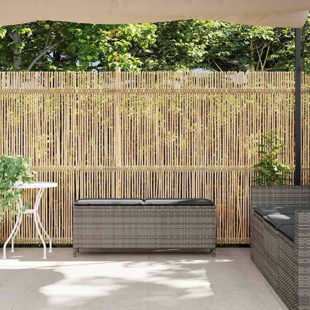 vidaXL Gartenbank mit Kissen Grau 110x30x40,5 cm Poly Rattan