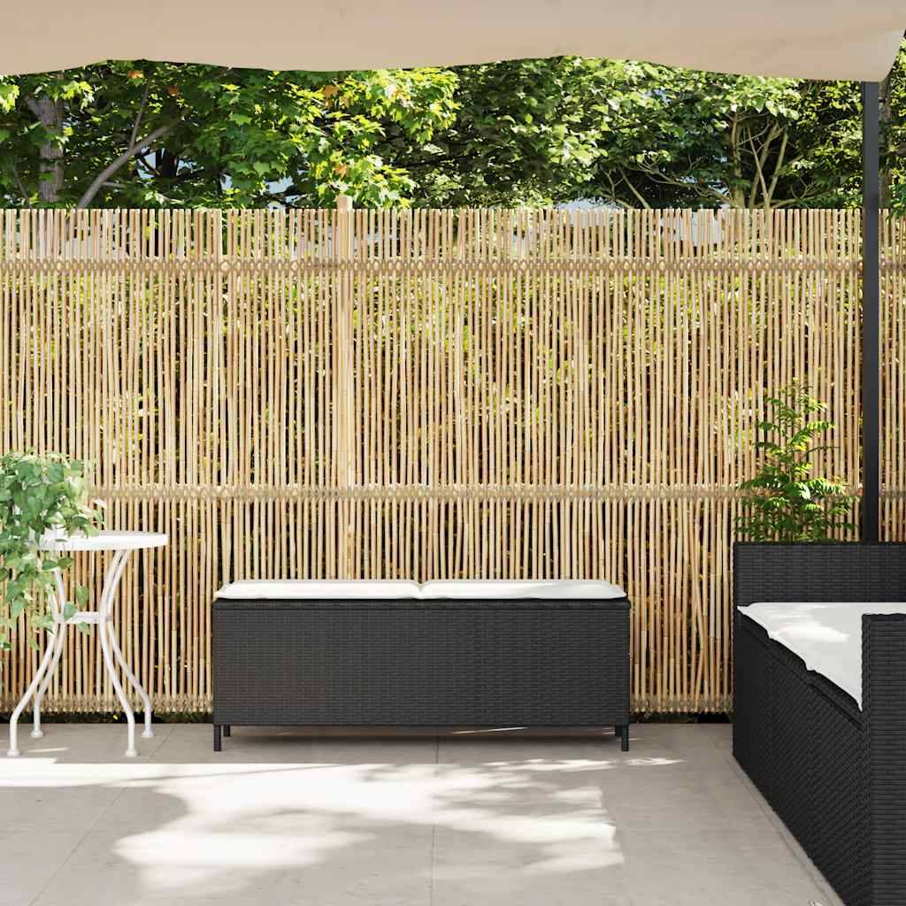 vidaXL Gartenbank mit Kissen Schwarz 110x30x40,5 cm Poly Rattan