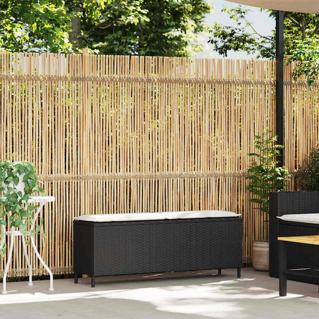 vidaXL Gartenbank mit Kissen Schwarz 110x30x40,5 cm Poly Rattan
