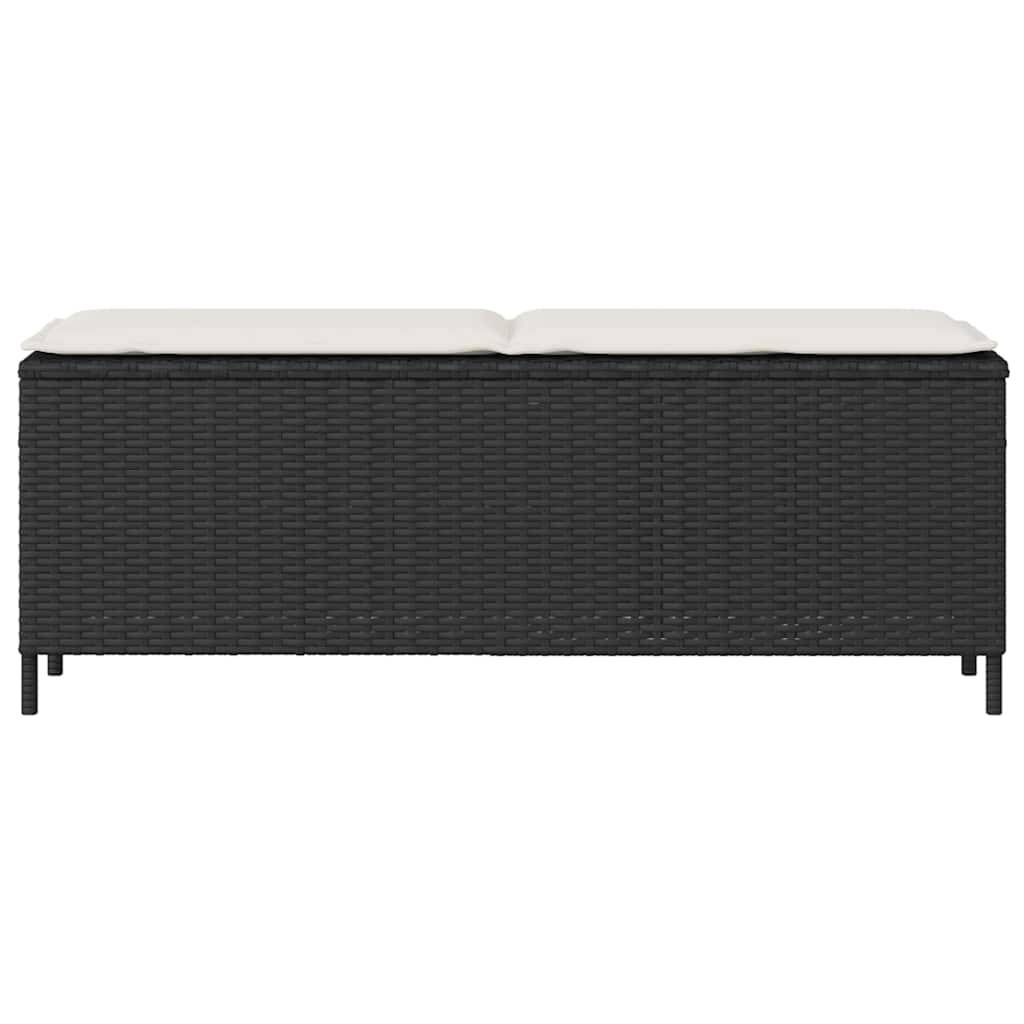 vidaXL Gartenbank mit Kissen Schwarz 110x30x40,5 cm Poly Rattan
