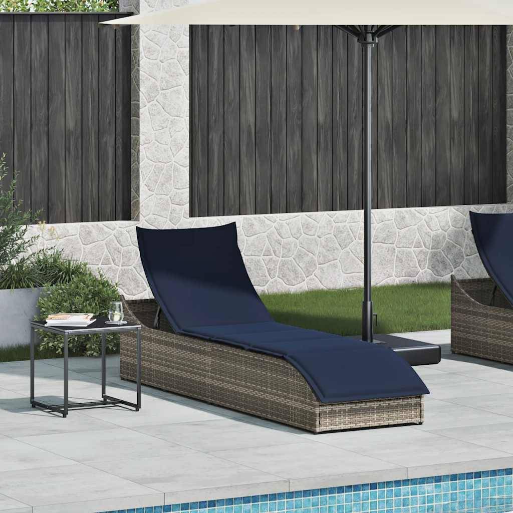 vidaXL Klappliege mit Auflage und Stauraum Grau Poly-Rattan