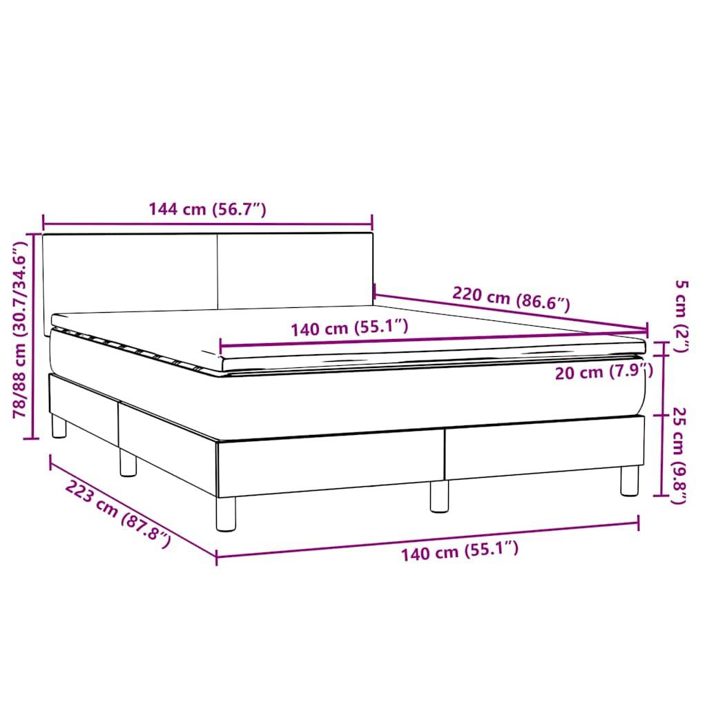 vidaXL Boxspringbett mit Matratze Rosa 140x220 cm Samt