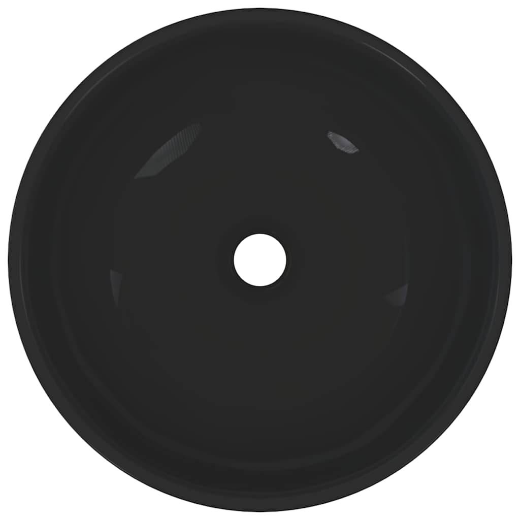 vidaXL Waschbecken Schwarz Glänzend Ø28x10 cm Keramik