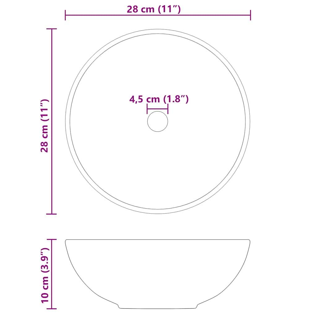 vidaXL Waschbecken Schwarz Glänzend Ø28x10 cm Keramik