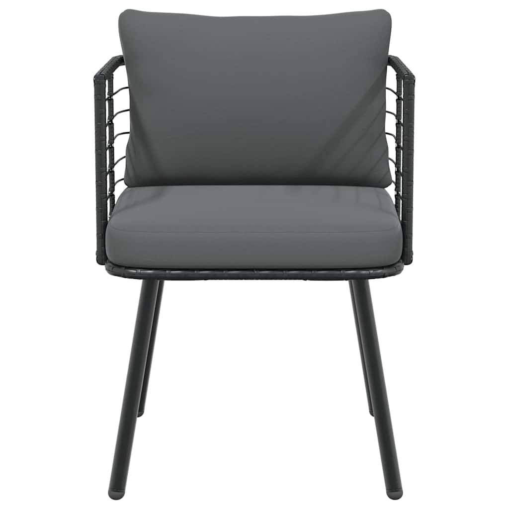 vidaXL Gartensessel mit Kissen Schwarz Poly Rattan