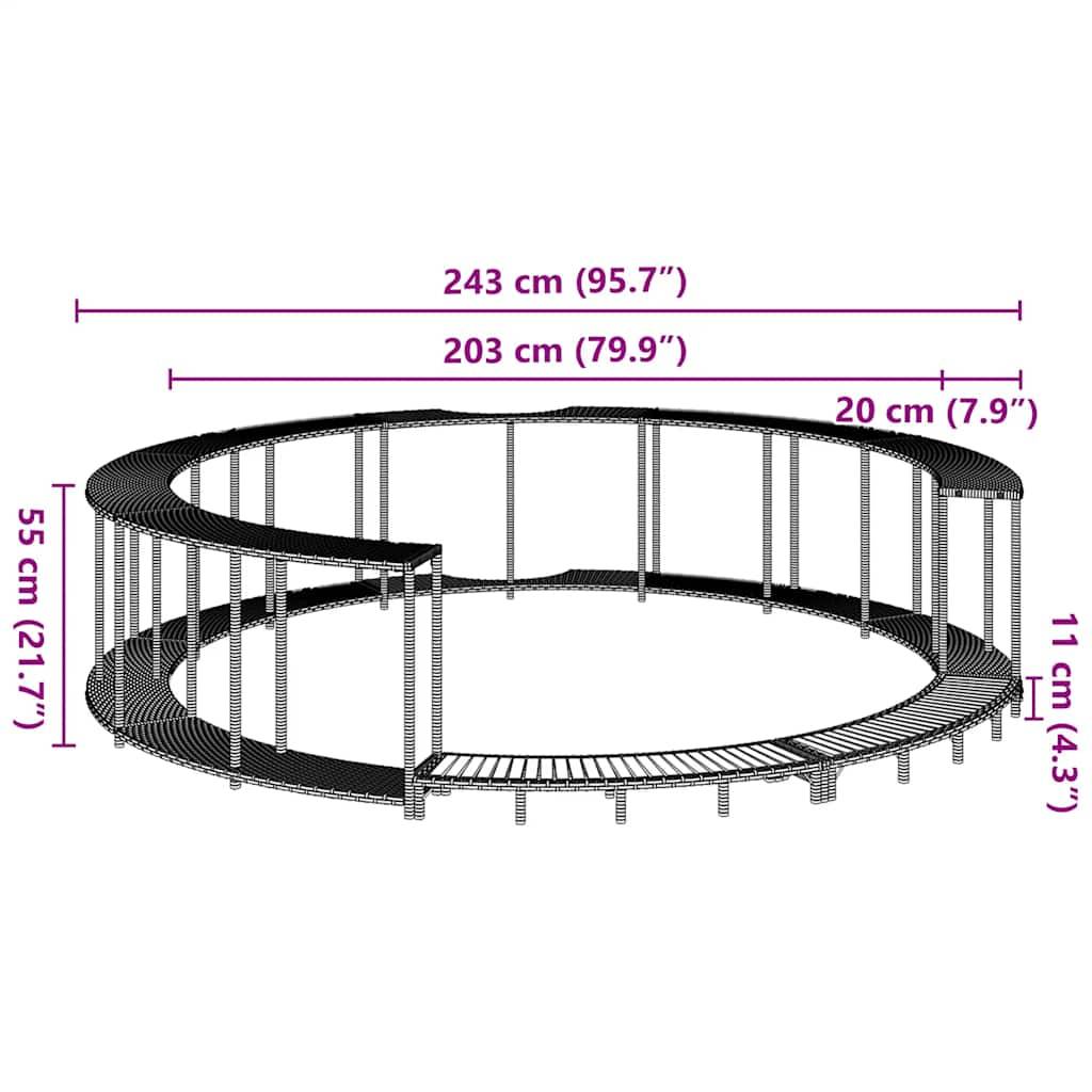 vidaXL Whirlpool-Umrandung mit Stauraum Holztreppe Grau Poly Rattan