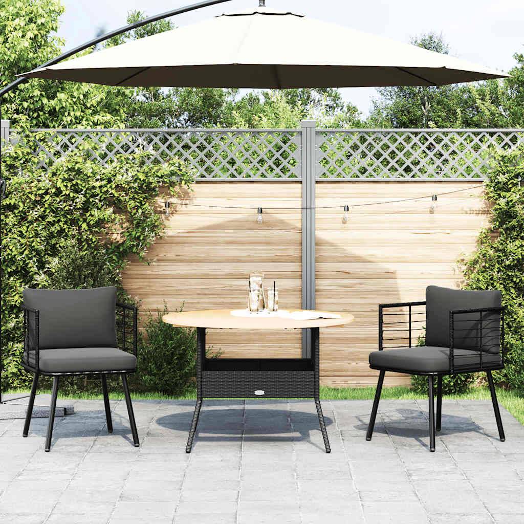 vidaXL Gartenstühle 2 Stk. mit Kissen Schwarz Poly Rattan