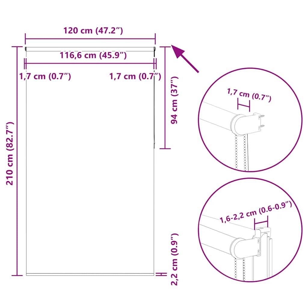 vidaXL Verdunkelungsrollo Grün 120x210cm Stoffbreite 116,6cm Polyester