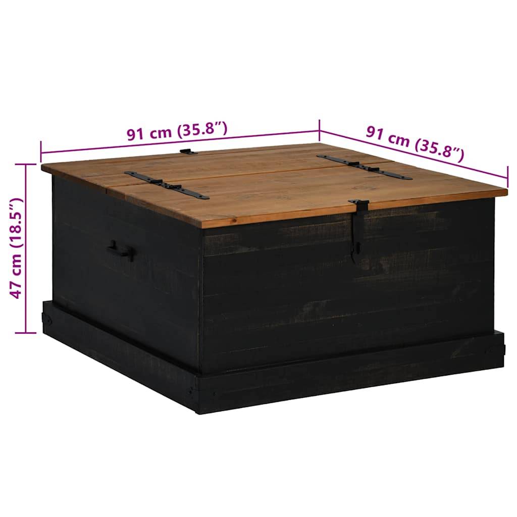 vidaXL Truhe HALDEN Schwarz 91x91x47 cm Massivholz Kiefer