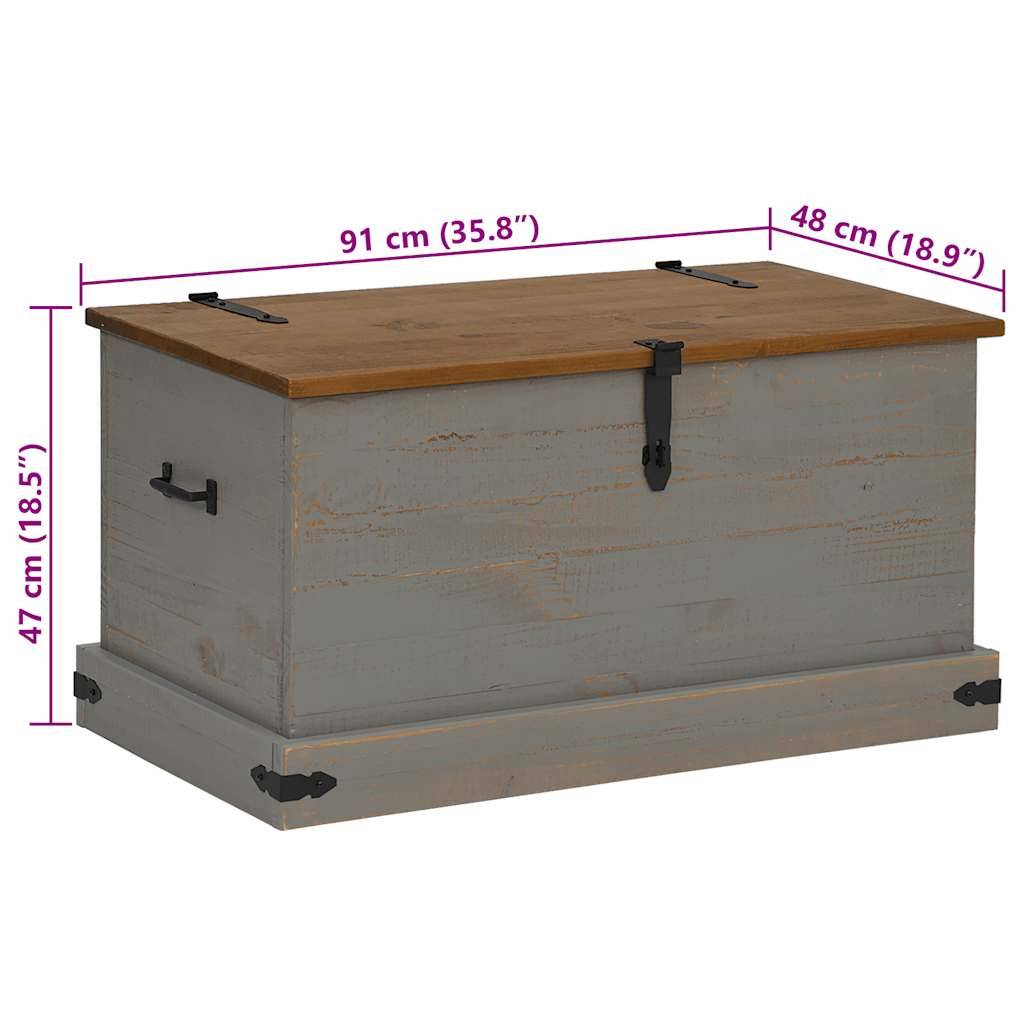 vidaXL Truhe HALDEN Grau 91x48x47 cm Massivholz Kiefer