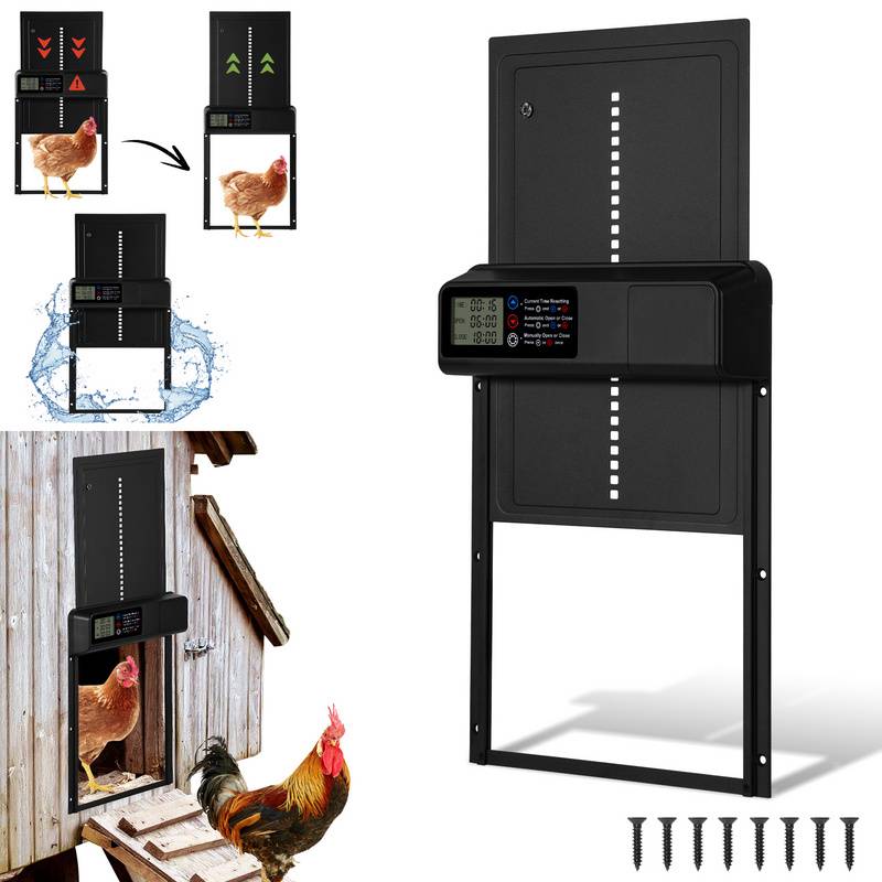 Automatische Hühnerklappe mit Zeit- und Handmodus,IPX4 wasserdicht,LCD-Display