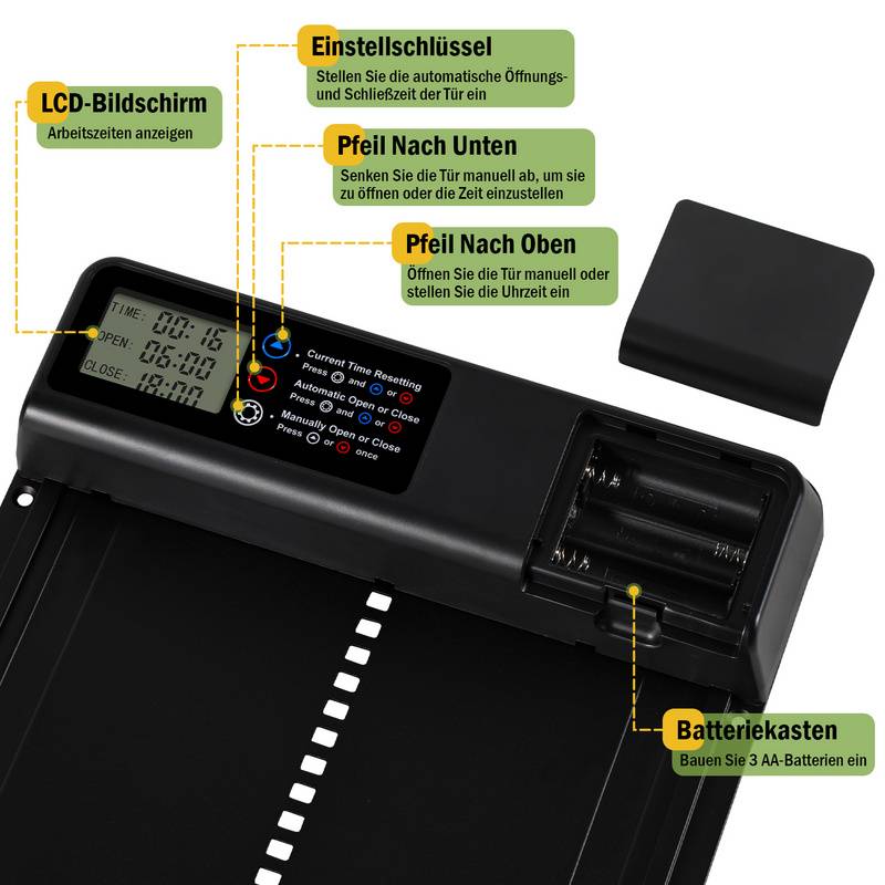Automatische Hühnerklappe mit Zeit- und Handmodus,IPX4 wasserdicht,LCD-Display
