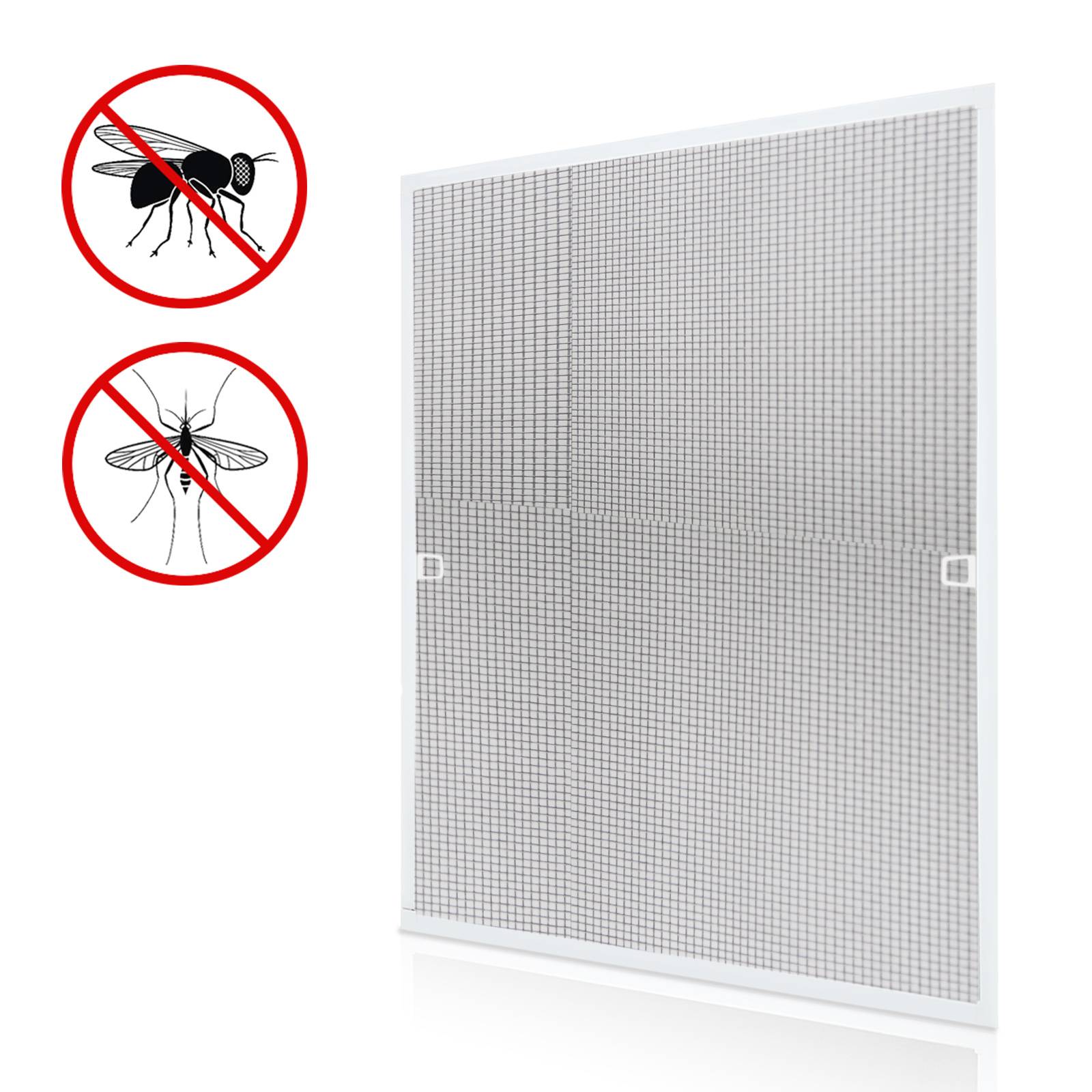 Fliegengitter Insektenschutz Fenster 120 x 140 cm Mückenschutz mit Alu-Rahmen Bausatz Mückengitter Fliegenschutz Weiß
